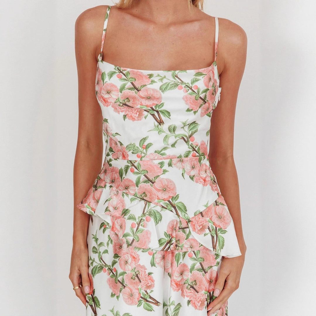 Women Elegant Peplum Dress with Floral Design StylebySassy