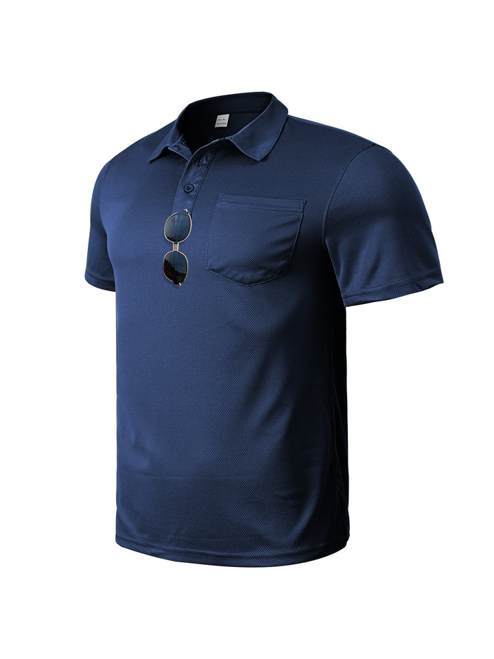 Men's functional polo shirt with chest pocket and breathable mesh structure StylebySassy