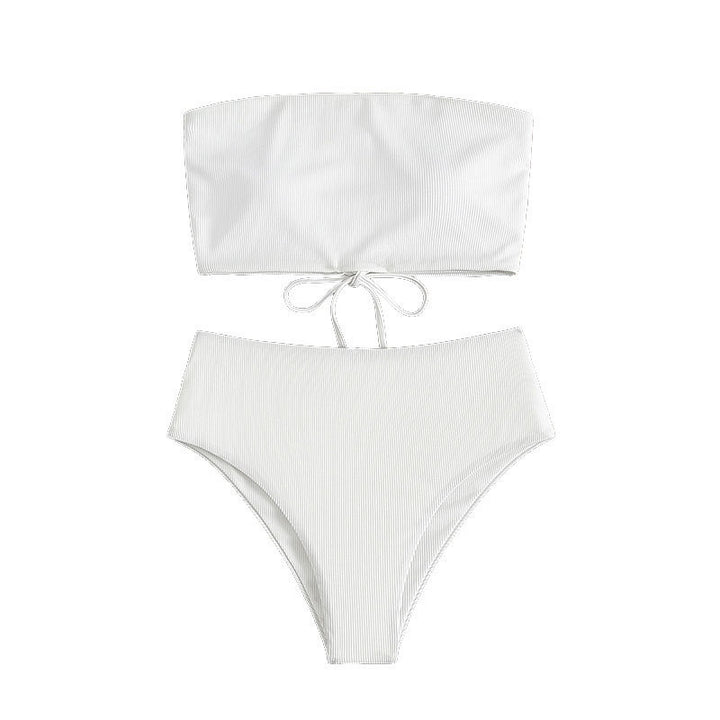 Women's bandeau bikini set with high waist and textured fabric StylebySassy