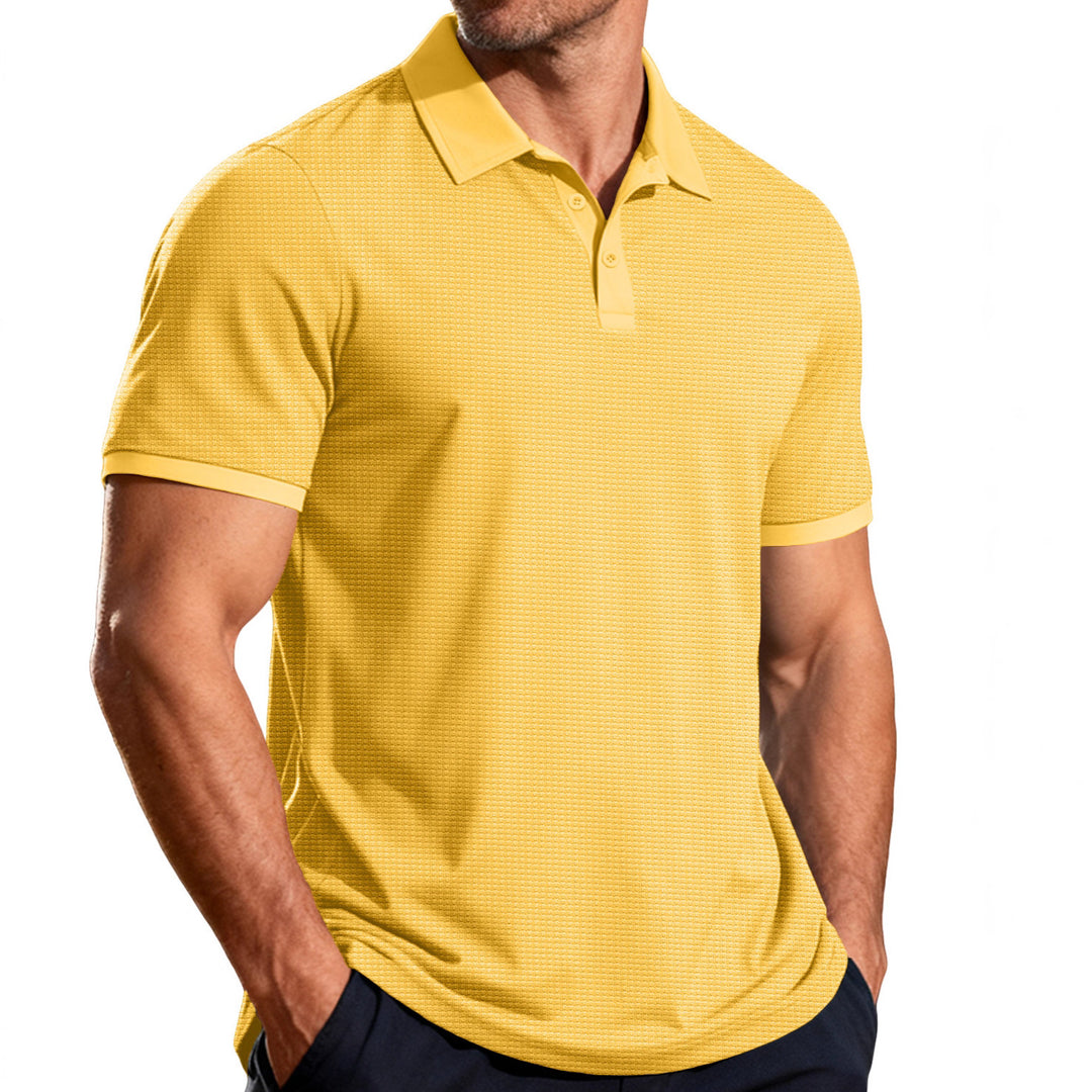 Men's structured pique short-sleeve polo shirt with shirt collar StylebySassy