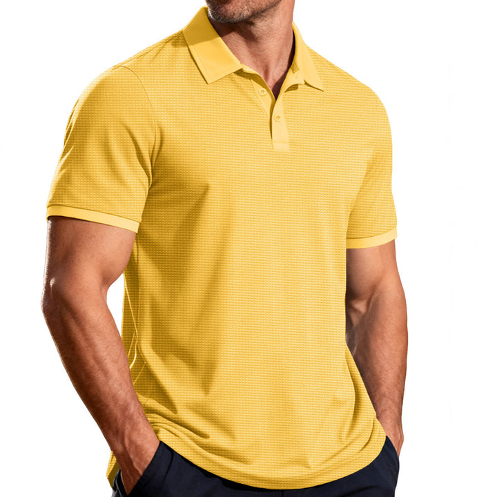Men's structured pique short-sleeve polo shirt with shirt collar StylebySassy