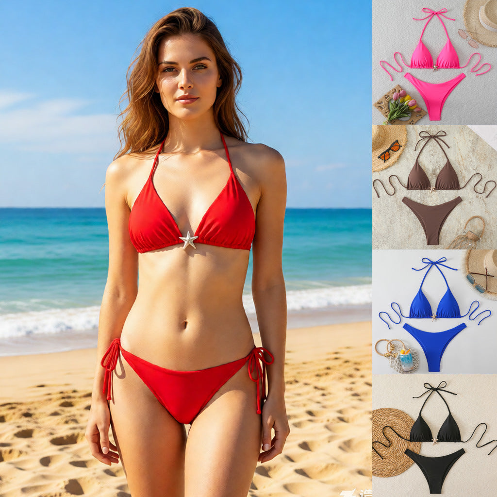 Women's Triangle Bikini with Fashionable Star Detail StylebySassy