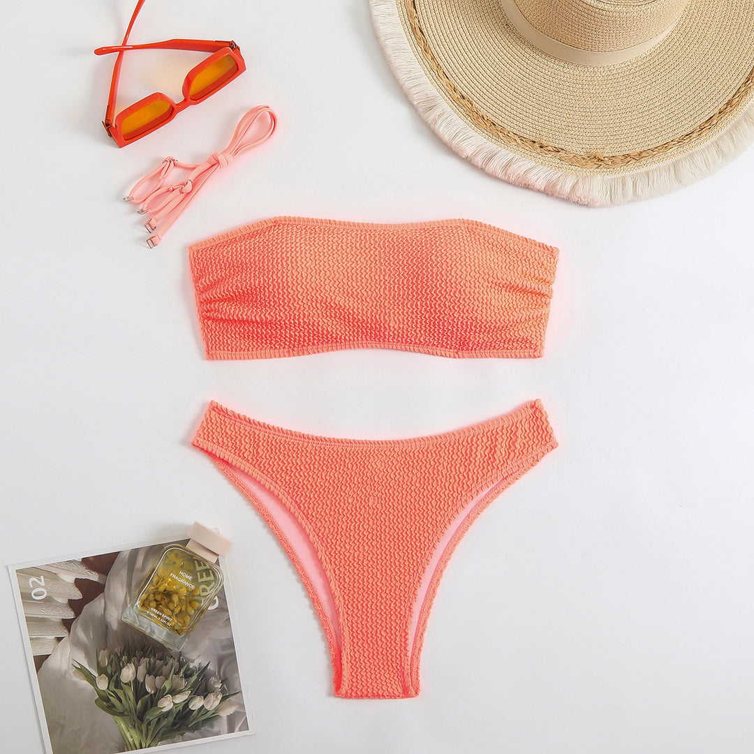 Women Bandeau Bikini Set with textured fabric StylebySassy