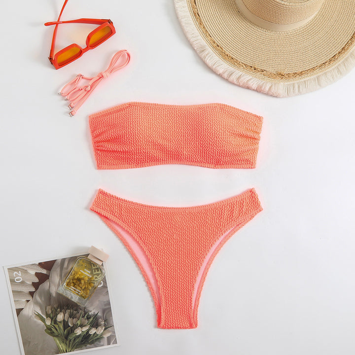 Women Bandeau Bikini Set with textured fabric StylebySassy