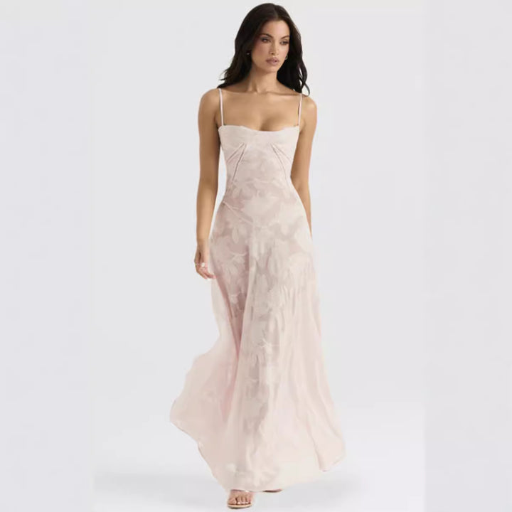 Ladies flowing maxi dress with corset top and spaghetti straps StylebySassy