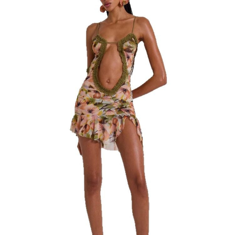 Women’s Summer Mini Dress with Gatherings and Asymmetrical Hem StylebySassy