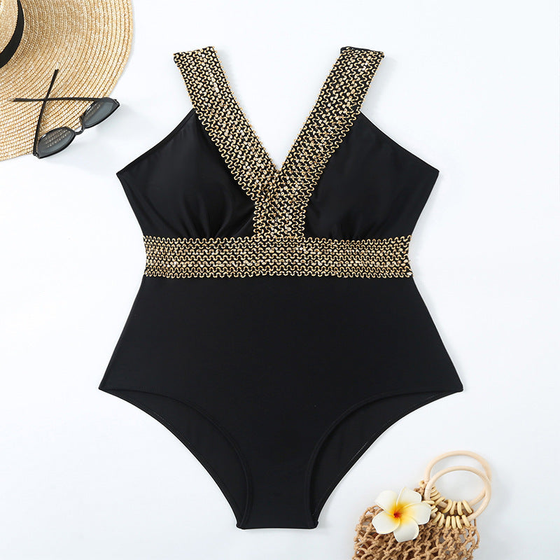 Women's one-piece swimsuit with decorative golden details StylebySassy
