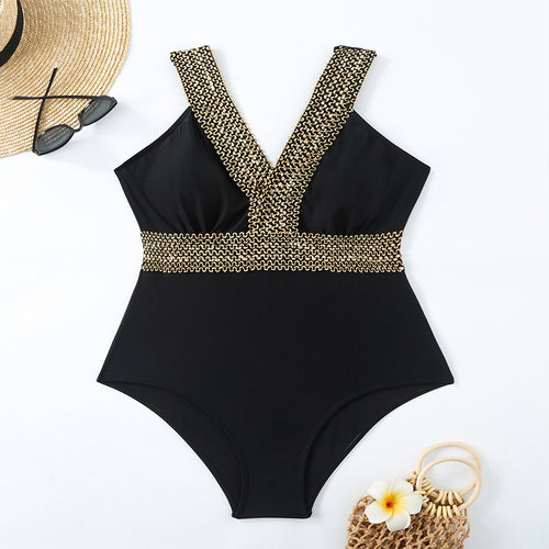 Women's one-piece swimsuit with decorative golden details StylebySassy