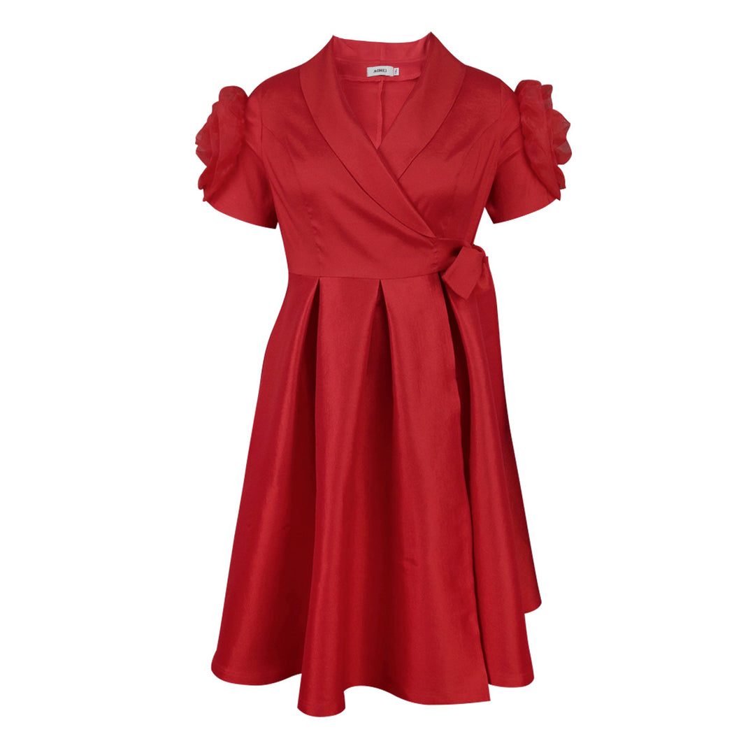 Women's wrap dress with voluminous puff sleeves StylebySassy