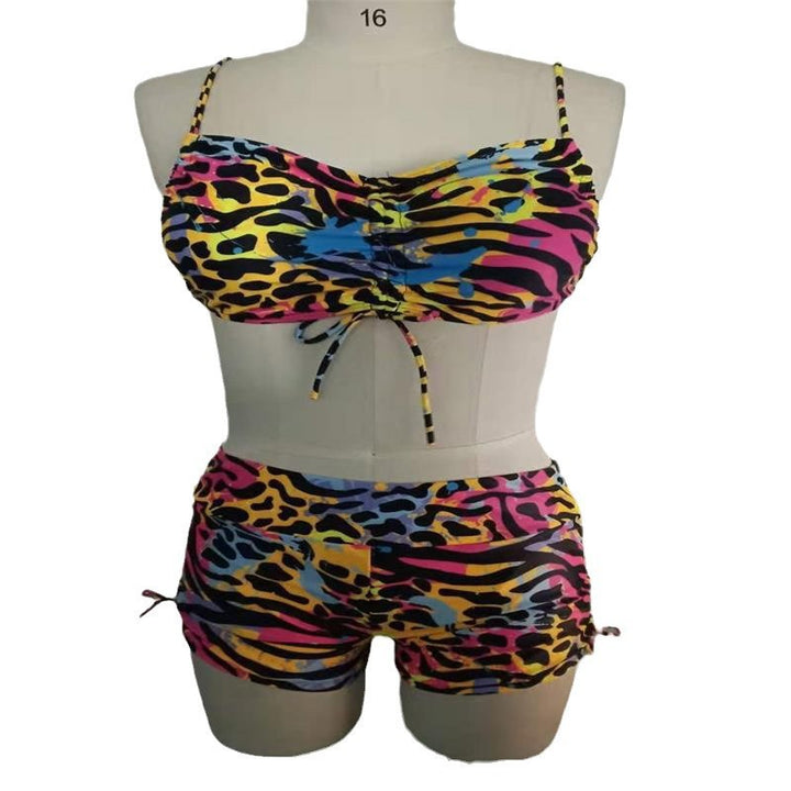 Ladies bikini set with intricate lacing and animal print StylebySassy