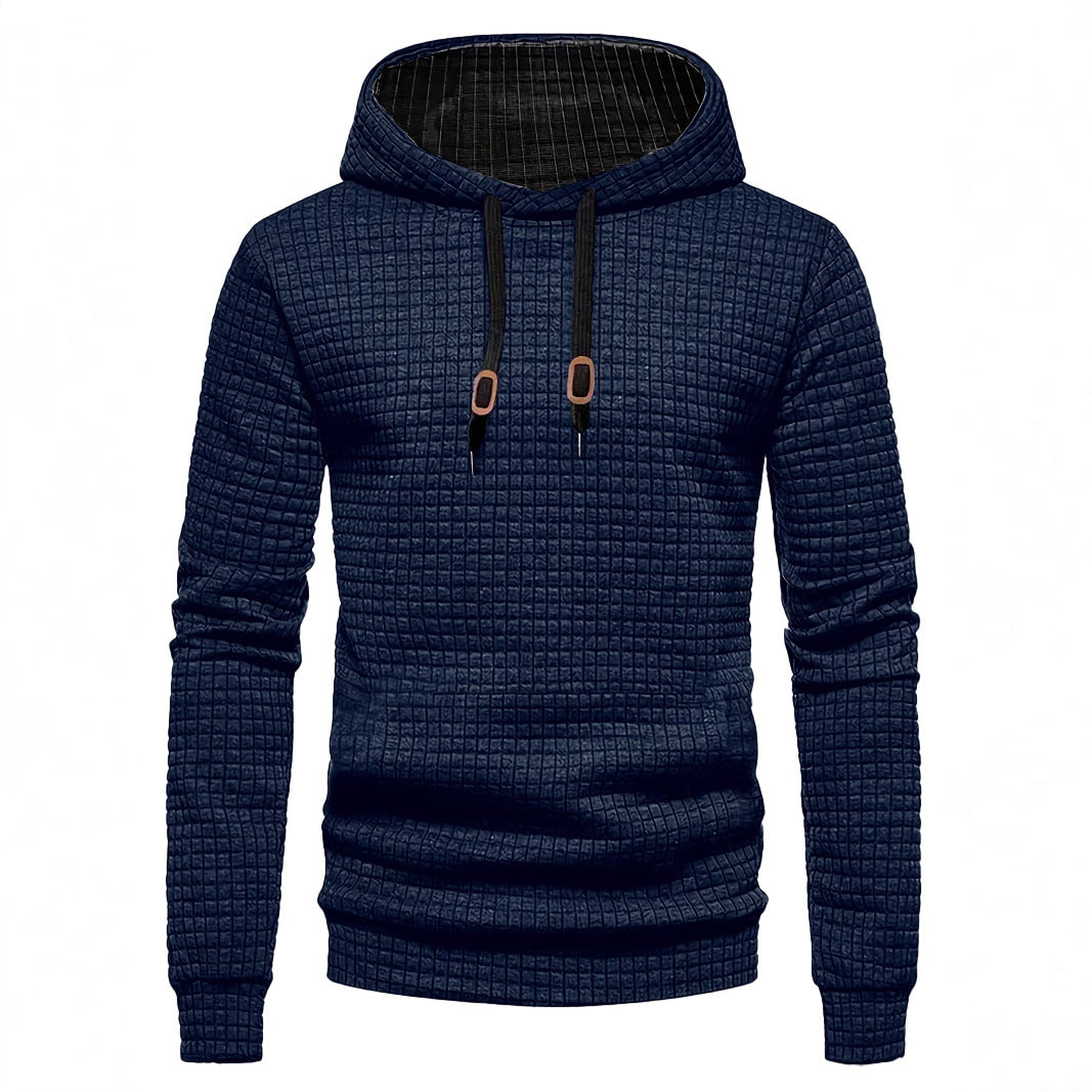 Men's quilted hoodie with rectangular quilting, drawstring and ribbed cuffs StylebySassy