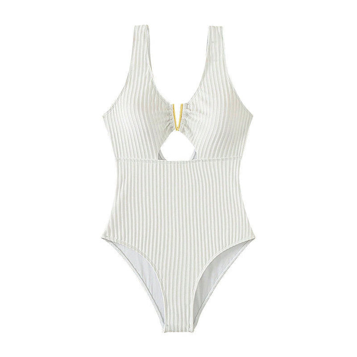 Women's One-Piece Swimsuit with Modern Cut-Out Design and Textured Fabric StylebySassy