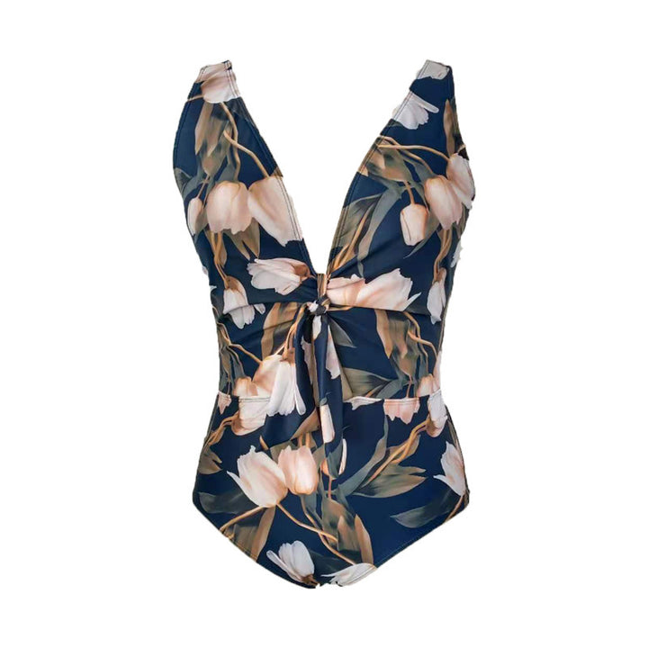 Women's One-Piece Swimsuit with Floral Wrap Design StylebySassy