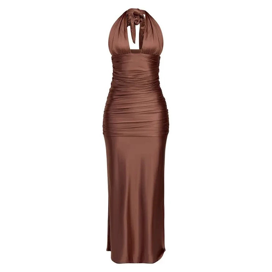 Women Elegant Wrap Dress with Deep V-Neck and Shaping Ruching StylebySassy