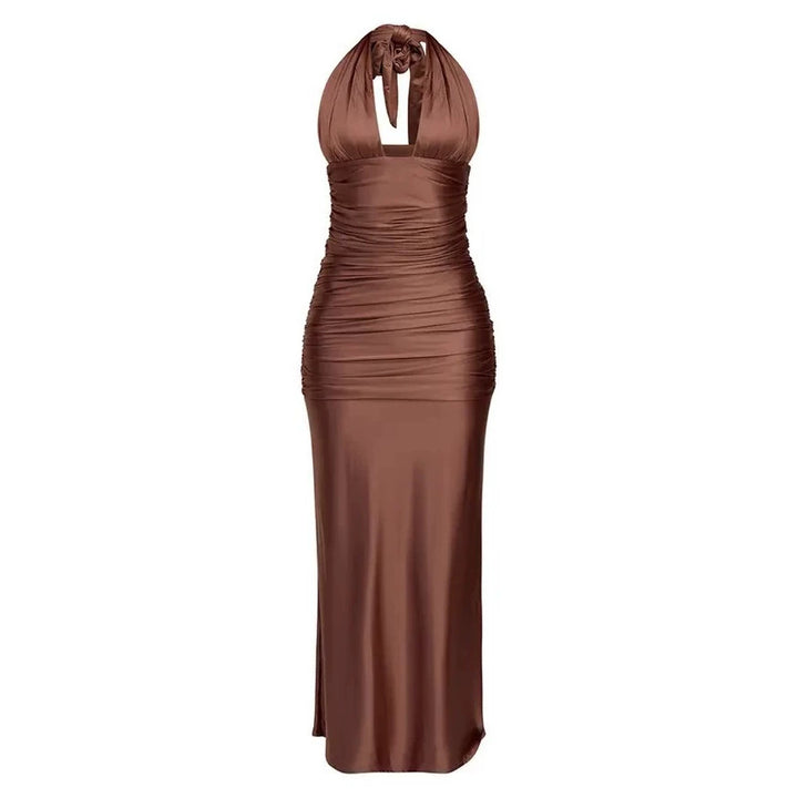 Women Elegant Wrap Dress with Deep V-Neck and Shaping Ruching StylebySassy