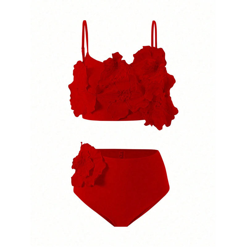 Women's bikini set with floral 3D design and high-cut bottom StylebySassy