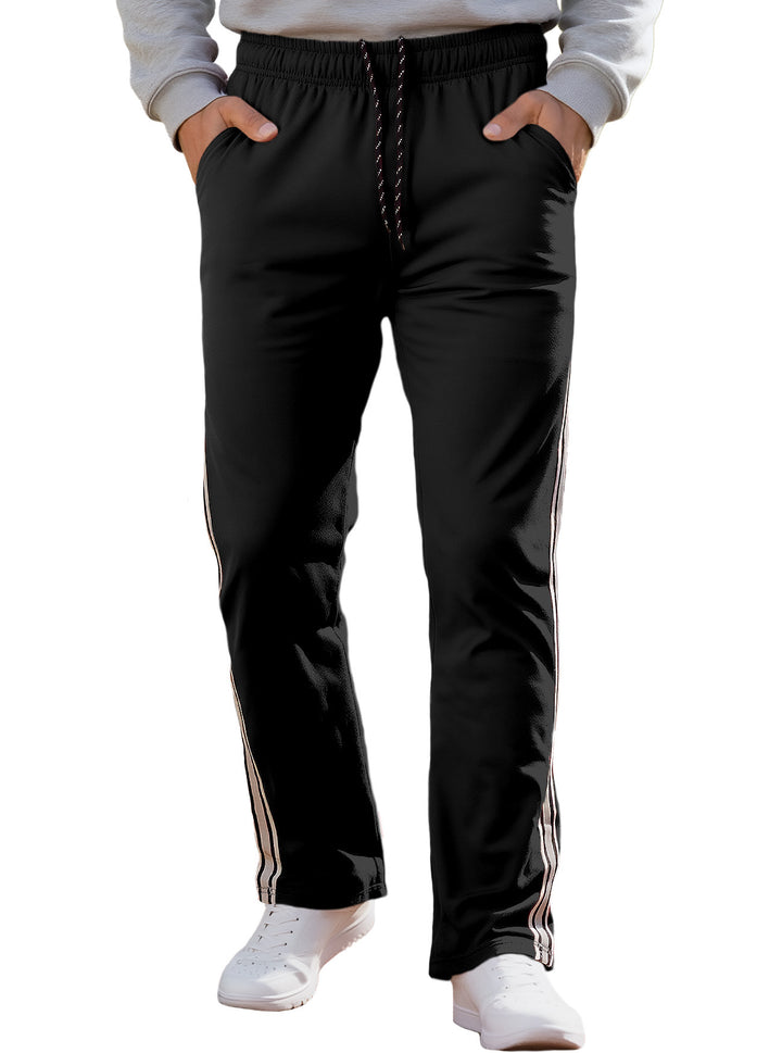 Men's Nan Retro Track Pants with Tapered Leg, Elastic Waistband, Drawstring, and Side Stripes StylebySassy