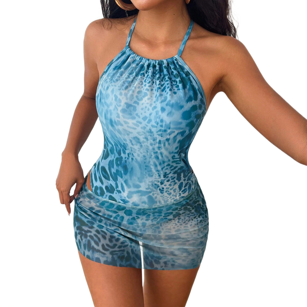Women Strappy Mini Swimsuit with Animal Print StylebySassy