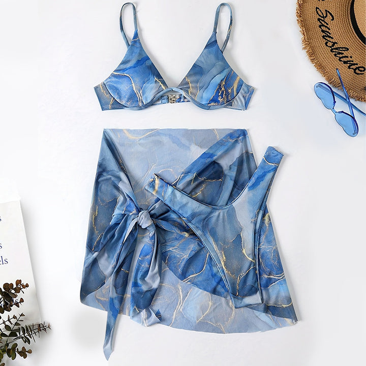 Ladies Bikini Set with floral wrap skirt StylebySassy