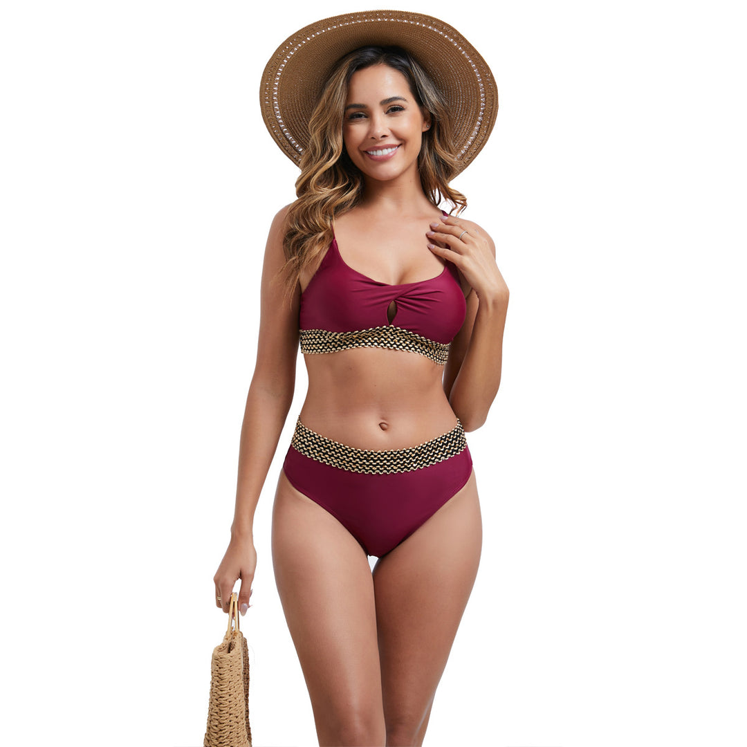 Women's High-Waisted Bikini Set with Fashionable Accent Details StylebySassy