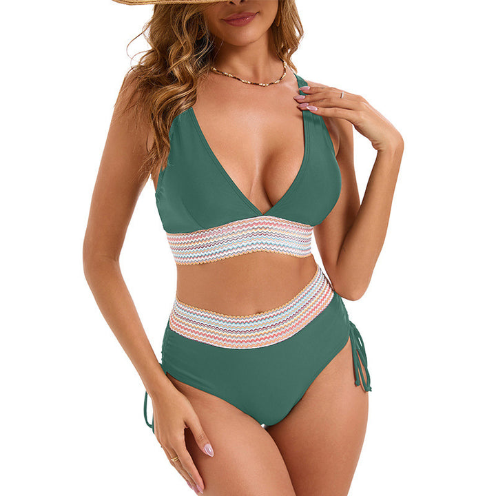 Women High-Waisted Bikini with Sophisticated Lace-Up Back StylebySassy