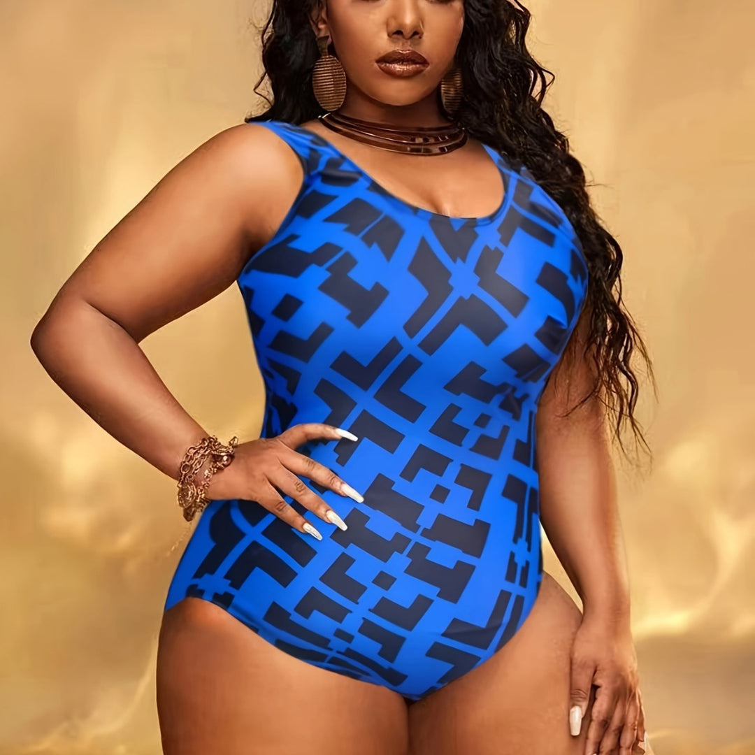 Women's One-Piece Swimsuit with Modern Geometric Design StylebySassy