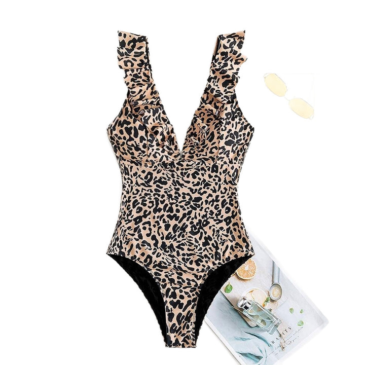 Women's Refined Jumpsuit with Leopard Print and Ruffle Details StylebySassy