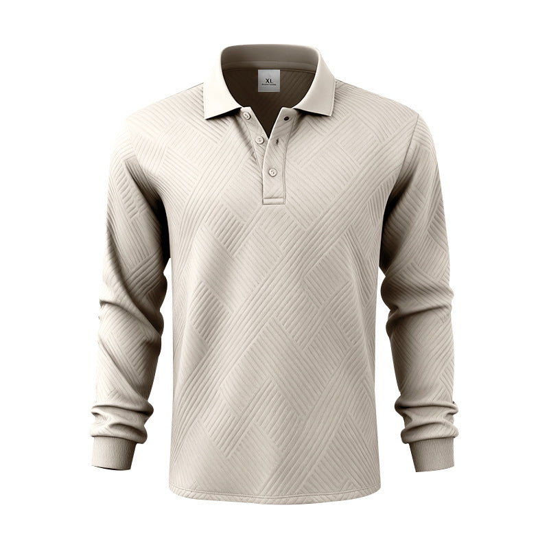 Men's long-sleeve polo shirt made of textured jacquard knit StylebySassy