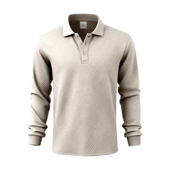 Men's long-sleeve polo shirt made of textured jacquard knit StylebySassy