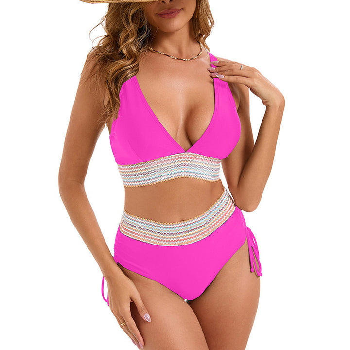 Women High-Waisted Bikini with Sophisticated Lace-Up Back StylebySassy