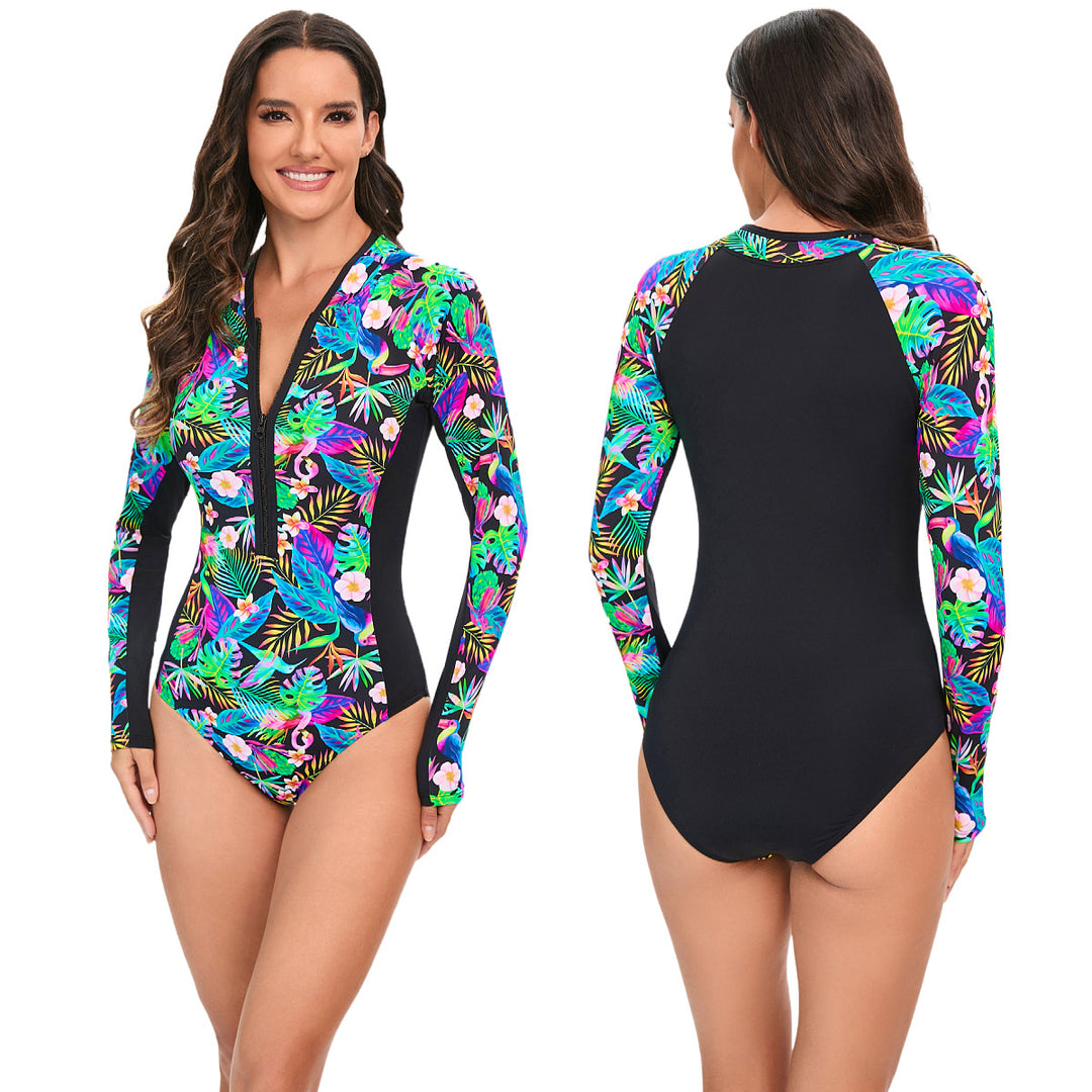 Women Long Sleeve Swimsuit with Floral Design StylebySassy