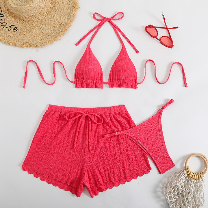 Ladies triangle bikini with shorts and removable inner lining StylebySassy