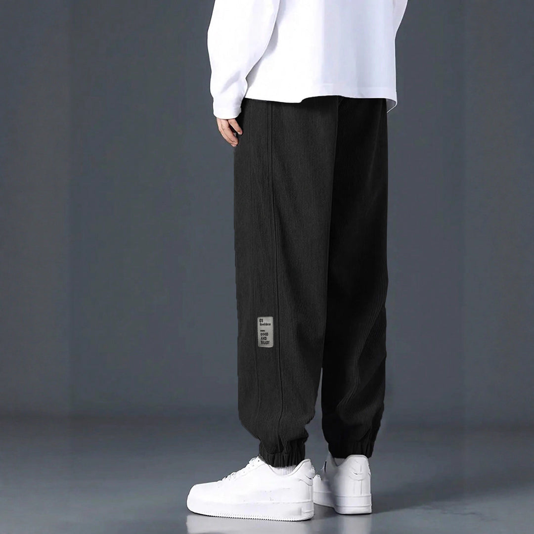 Men's nan Relax leisure pants made of fine wide cord structure with drawstring and elastic ankle cuffs StylebySassy