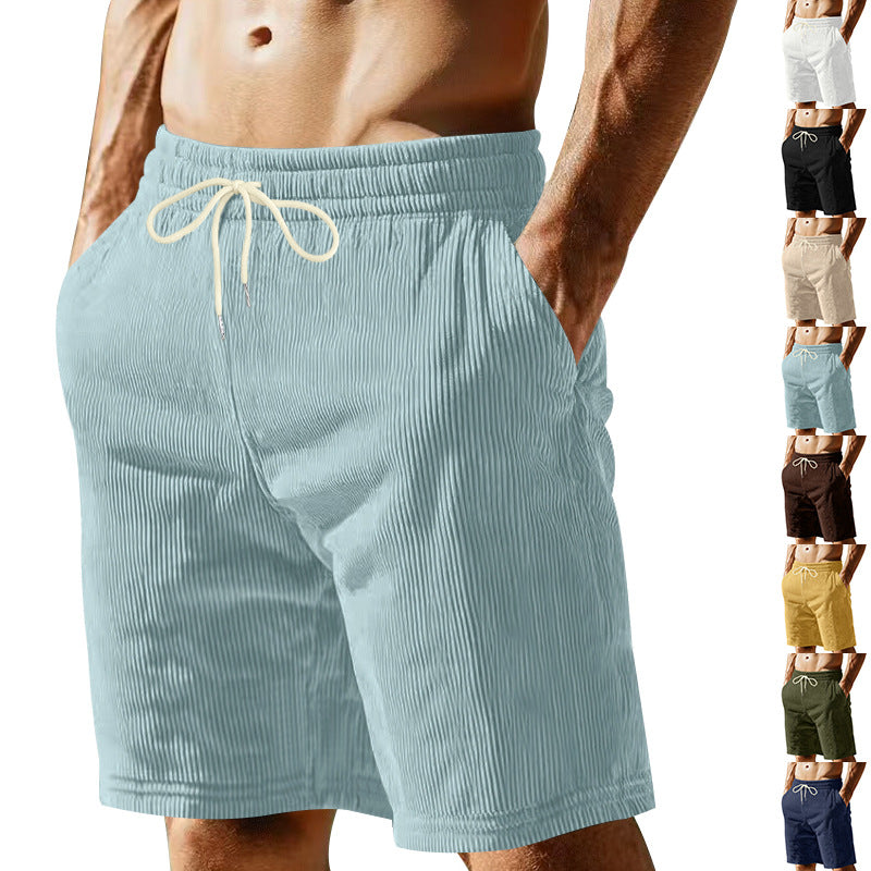 Men's knee-length Bermuda shorts with elastic waistband, drawstring, and side pockets StylebySassy