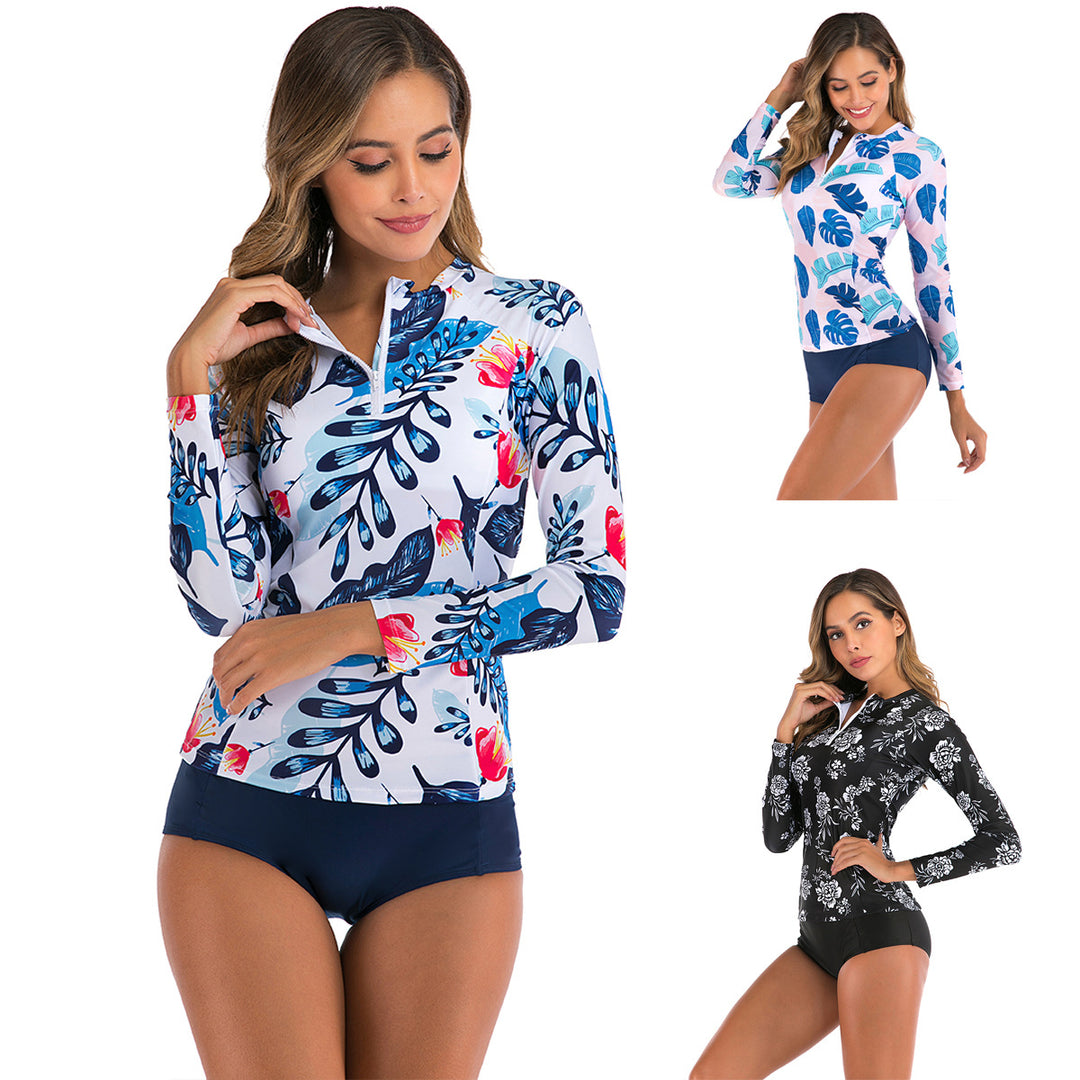 Women Long Sleeve Surf Suit with Floral Pattern StylebySassy