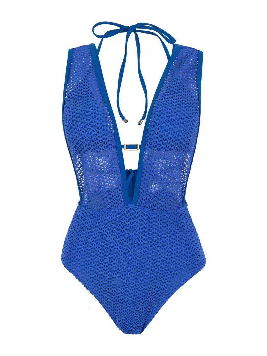 Women’s Mesh Swimsuit with Deep V-Neck StylebySassy