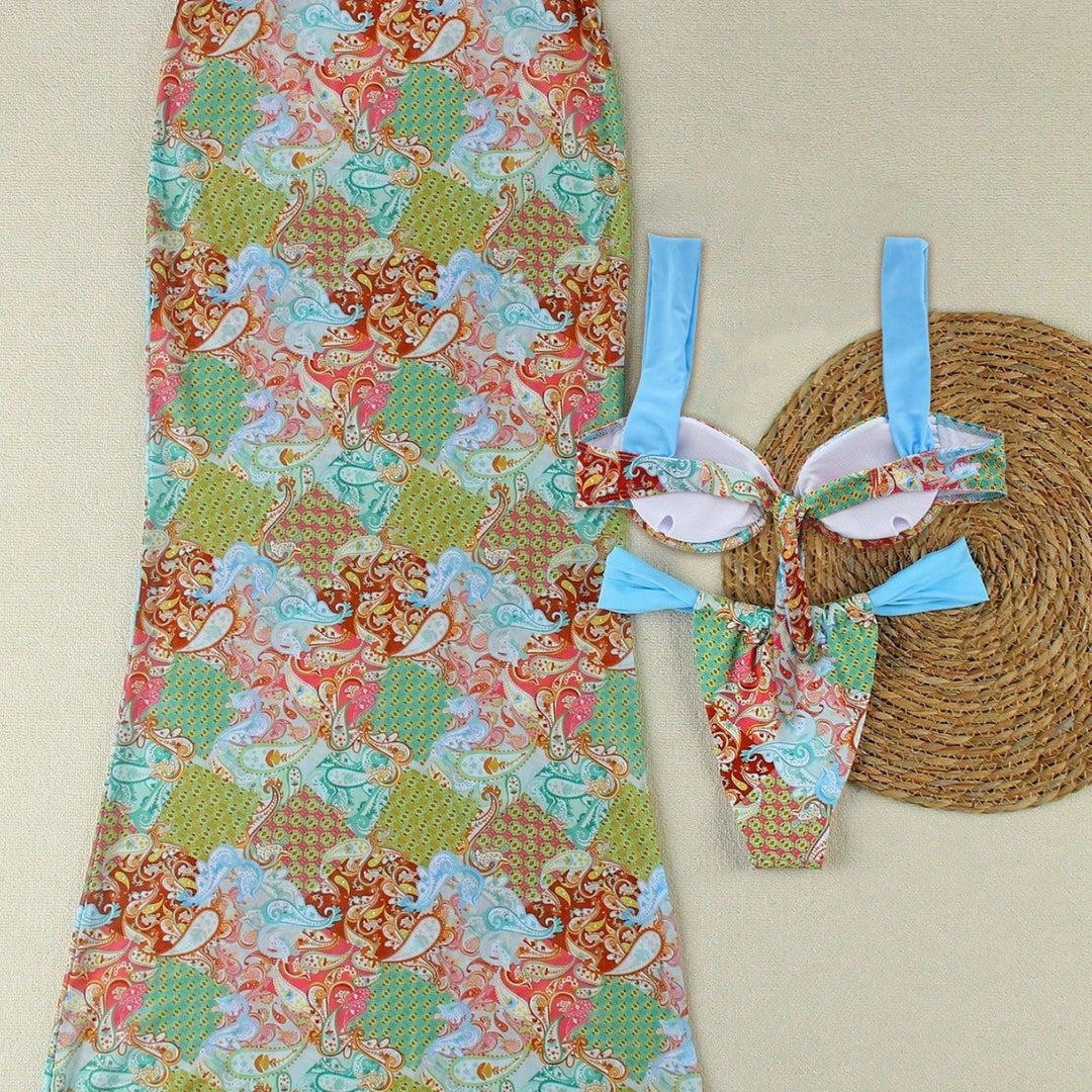 Women's Elegant Bikini Top with Matching Maxi Skirt StylebySassy