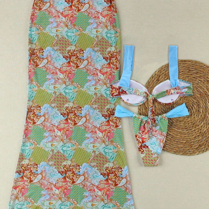 Women's Elegant Bikini Top with Matching Maxi Skirt StylebySassy
