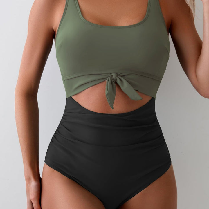 Women's High-Cut Swimsuit with Fashionable Knot Detail StylebySassy