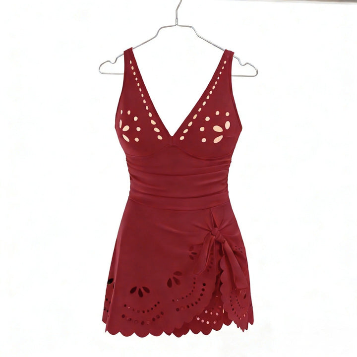 Ladies Elegant Swimsuit with Fashionable Cutouts and Ruffle Details StylebySassy
