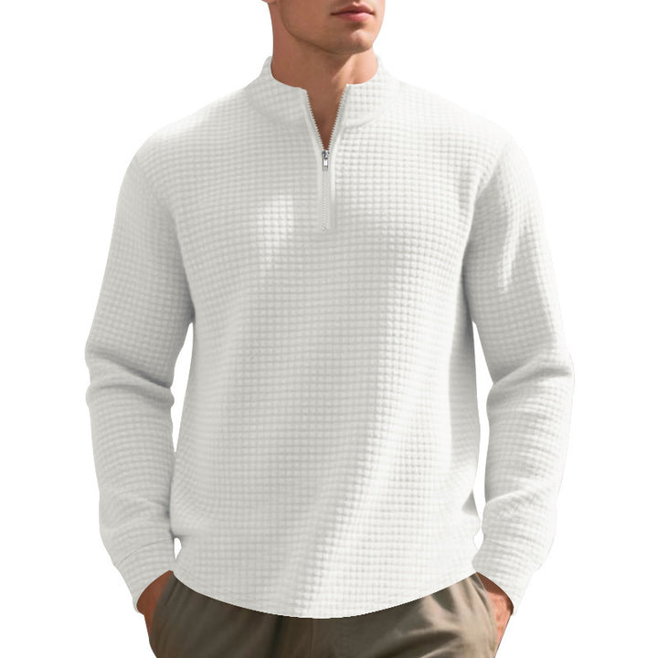 Men's nan City Thermal Pullover with short zipper stand-up collar and fine square structure StylebySassy