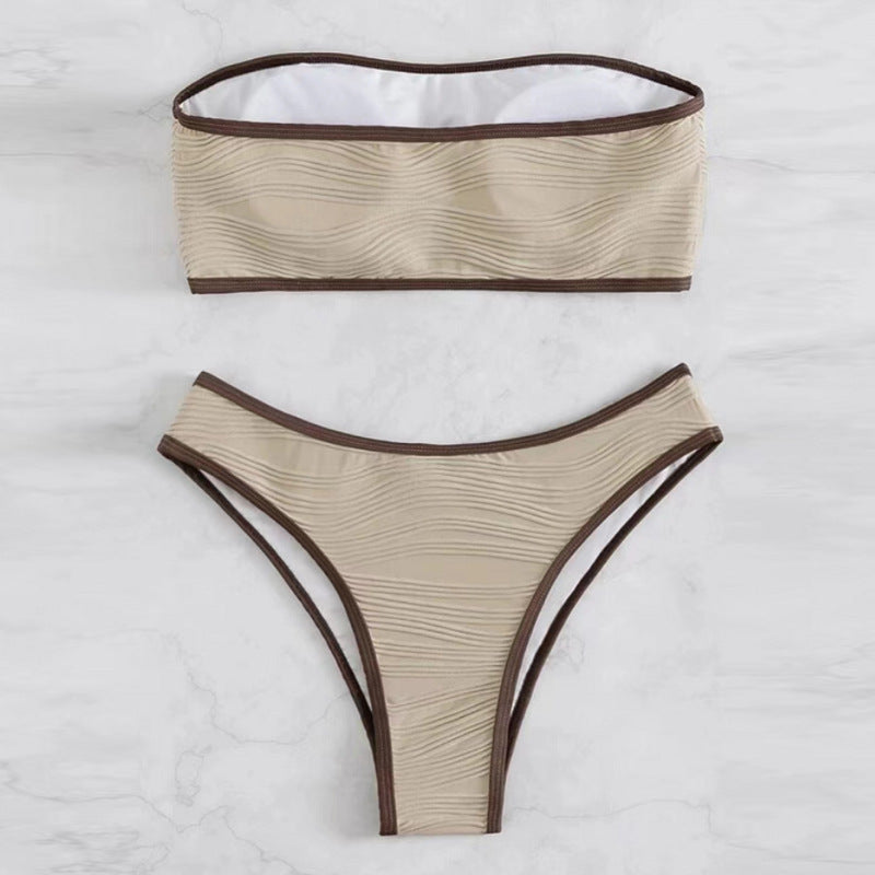 Women's Bandeau Bikini Set with Textured Design StylebySassy