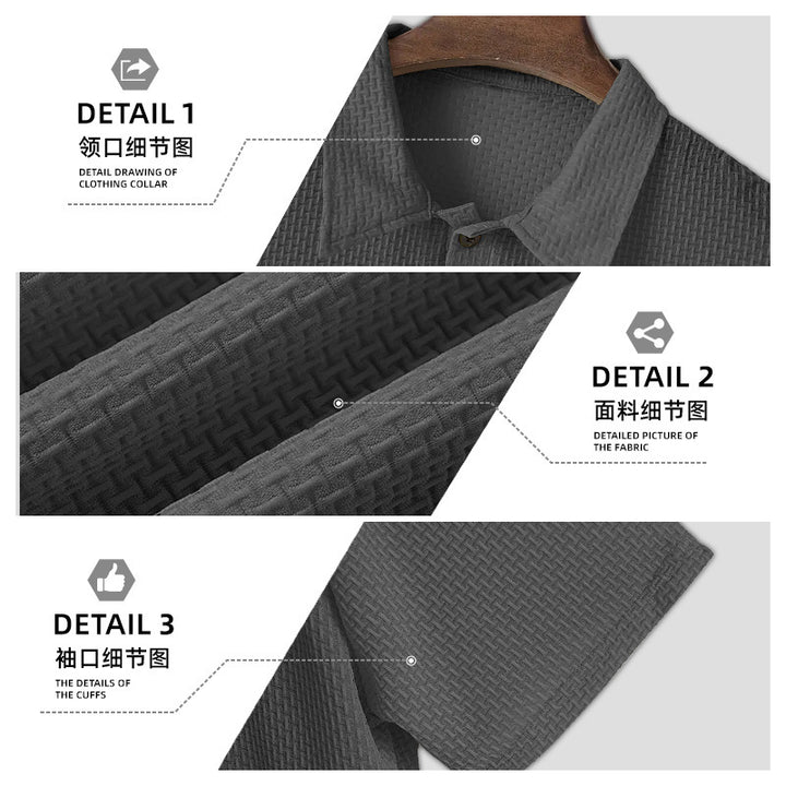 Men's nano microstructure polo shirt with shirt collar, subtle button placket, and breathable jersey StylebySassy
