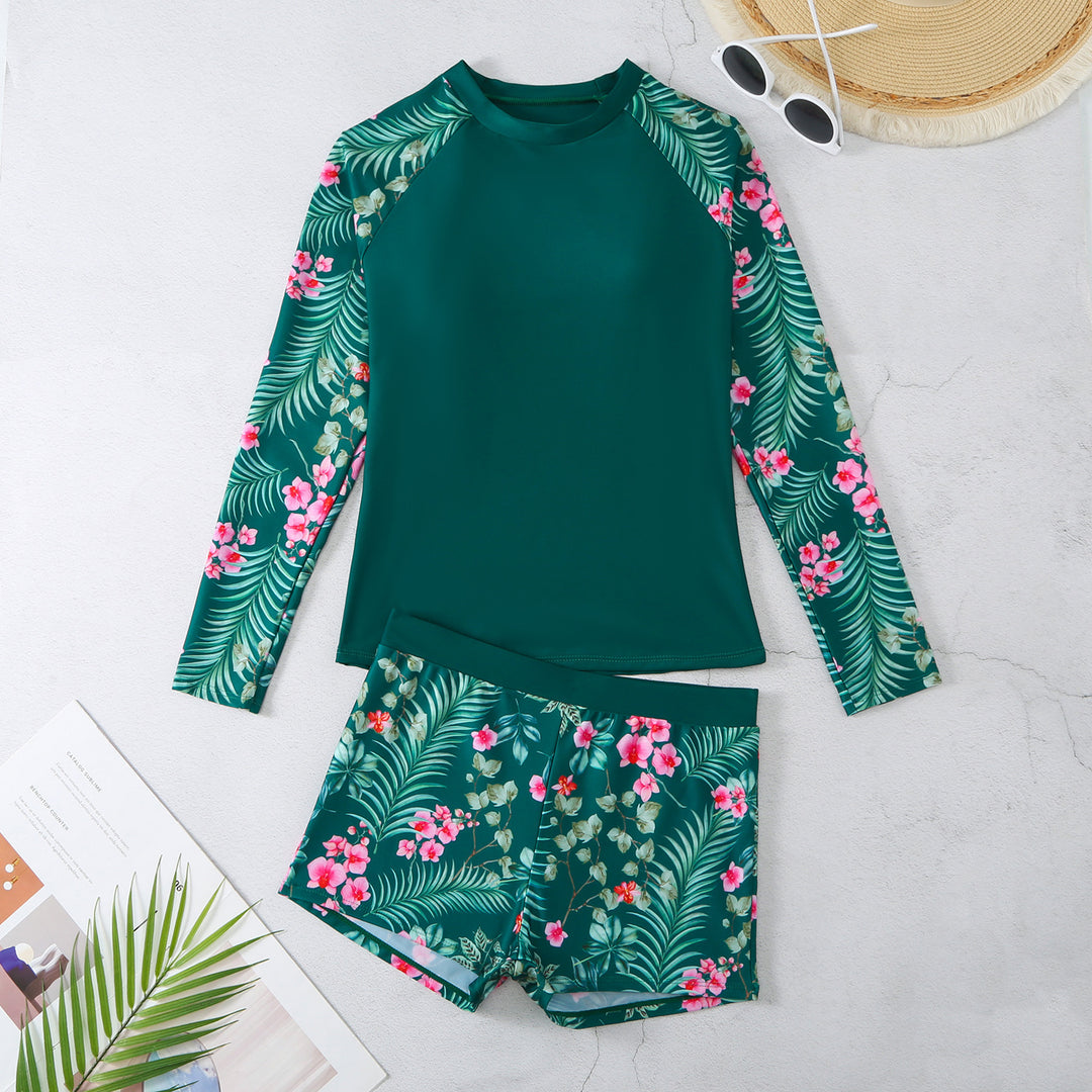 Women's UV Protection Rashguard Set with Floral Design StylebySassy