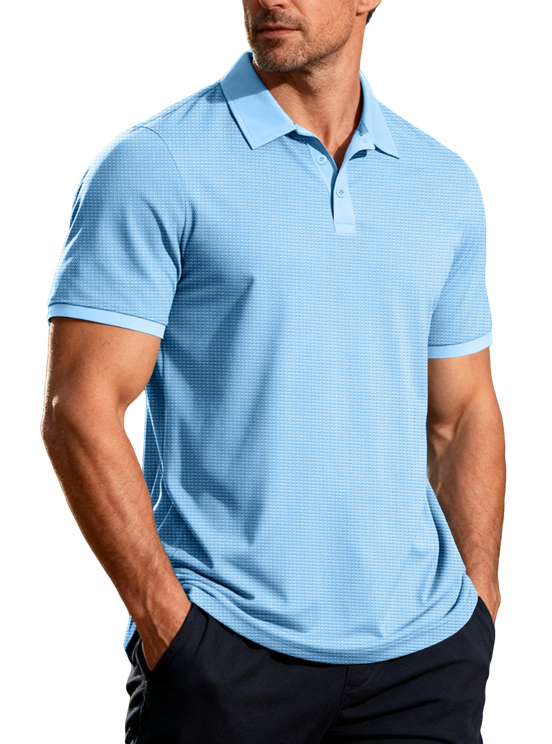 Men's structured pique short-sleeve polo shirt with shirt collar StylebySassy