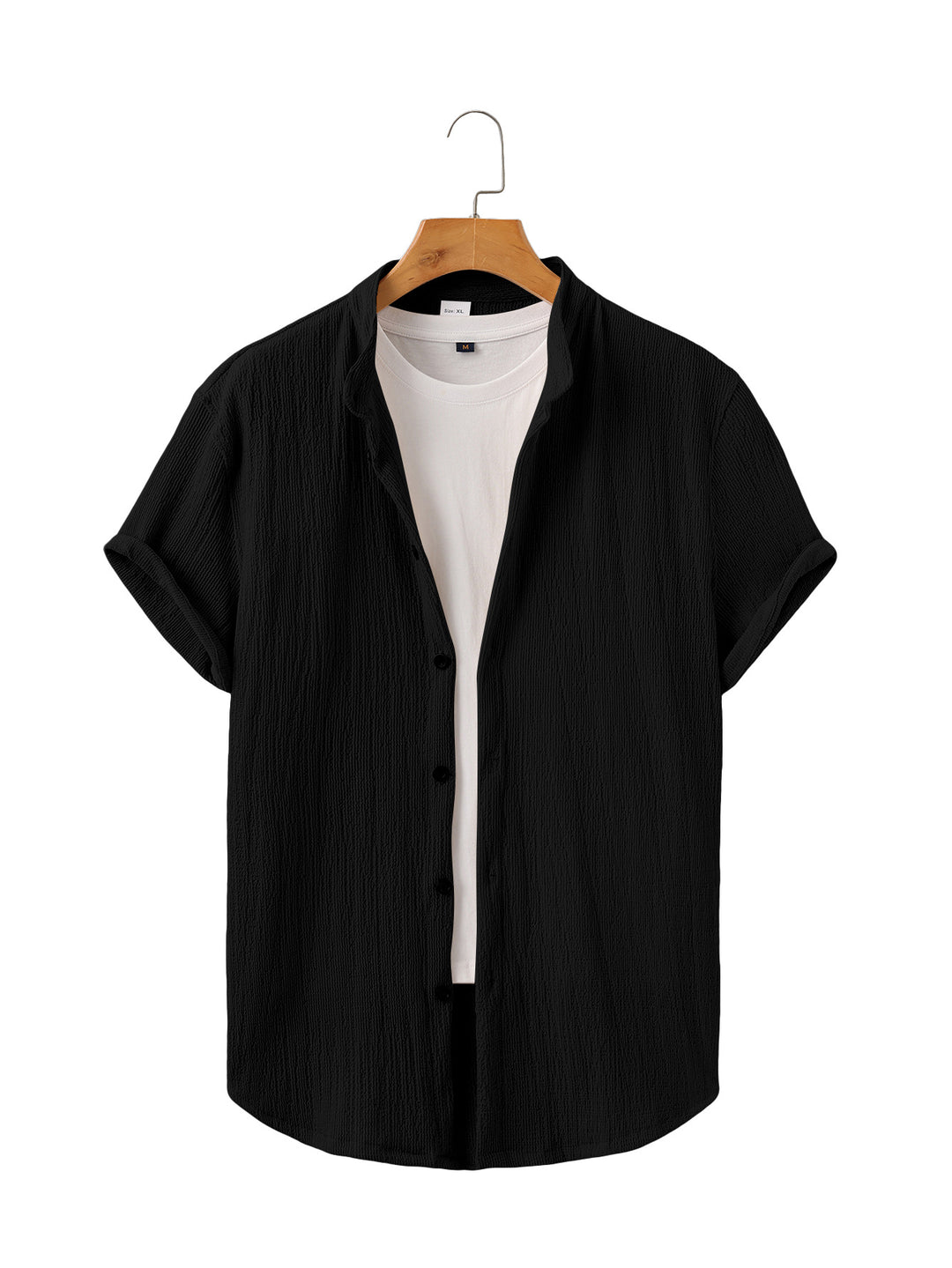 Men's lightweight wrinkle structure overshirt with rolled-up sleeves relaxed overshirt silhouette StylebySassy