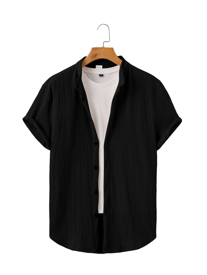Men's lightweight wrinkle structure overshirt with rolled-up sleeves relaxed overshirt silhouette StylebySassy