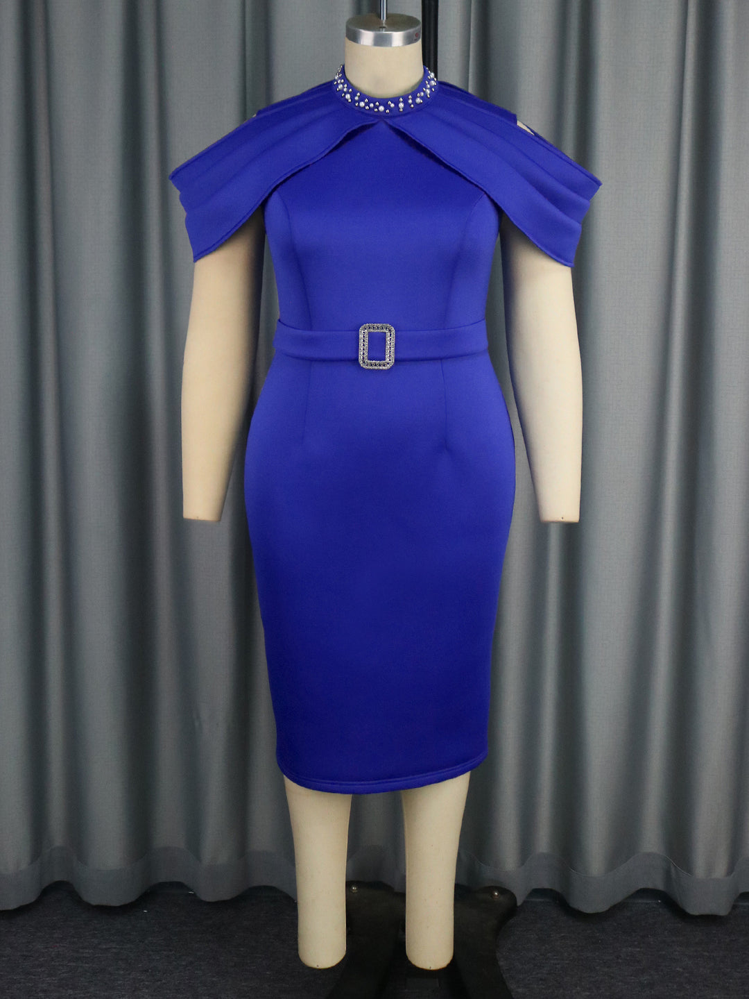 Women Form-Fitting Dress with Luxurious Cape Neckline StylebySassy
