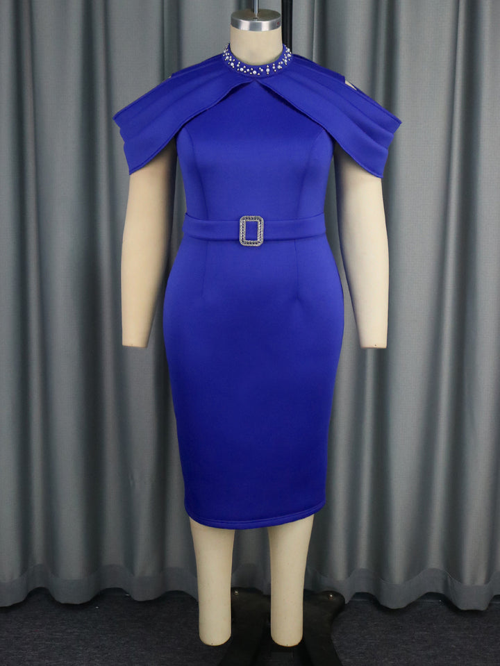 Women Form-Fitting Dress with Luxurious Cape Neckline StylebySassy