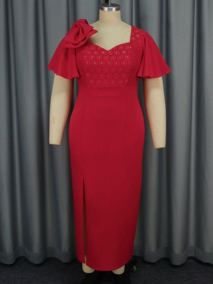 Women Elegant Maxi Dress with Voluminous Sleeves and High-Quality Floral Application StylebySassy